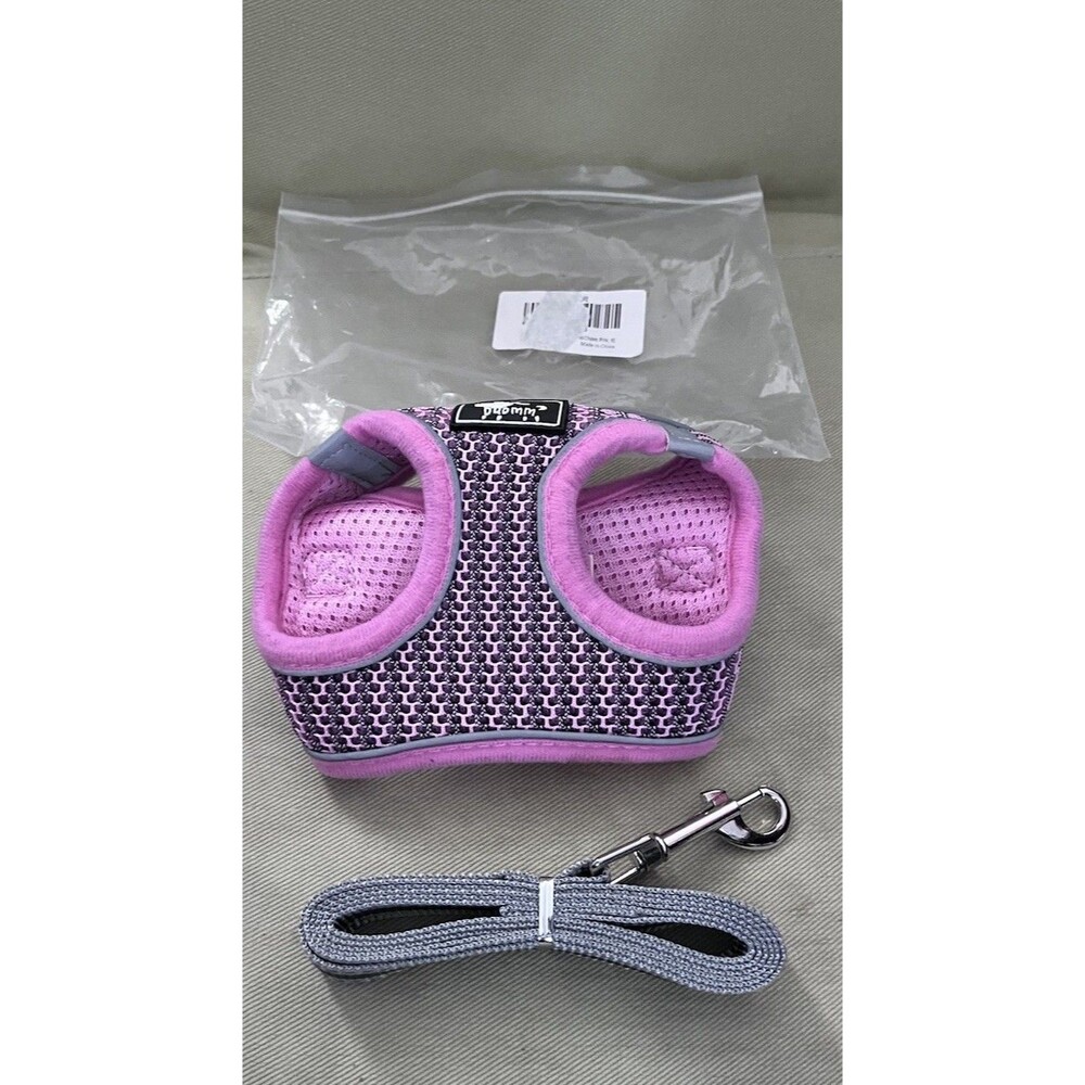 Small Dog Harness & Leash- Pink & Grey - Size XS - Brand New